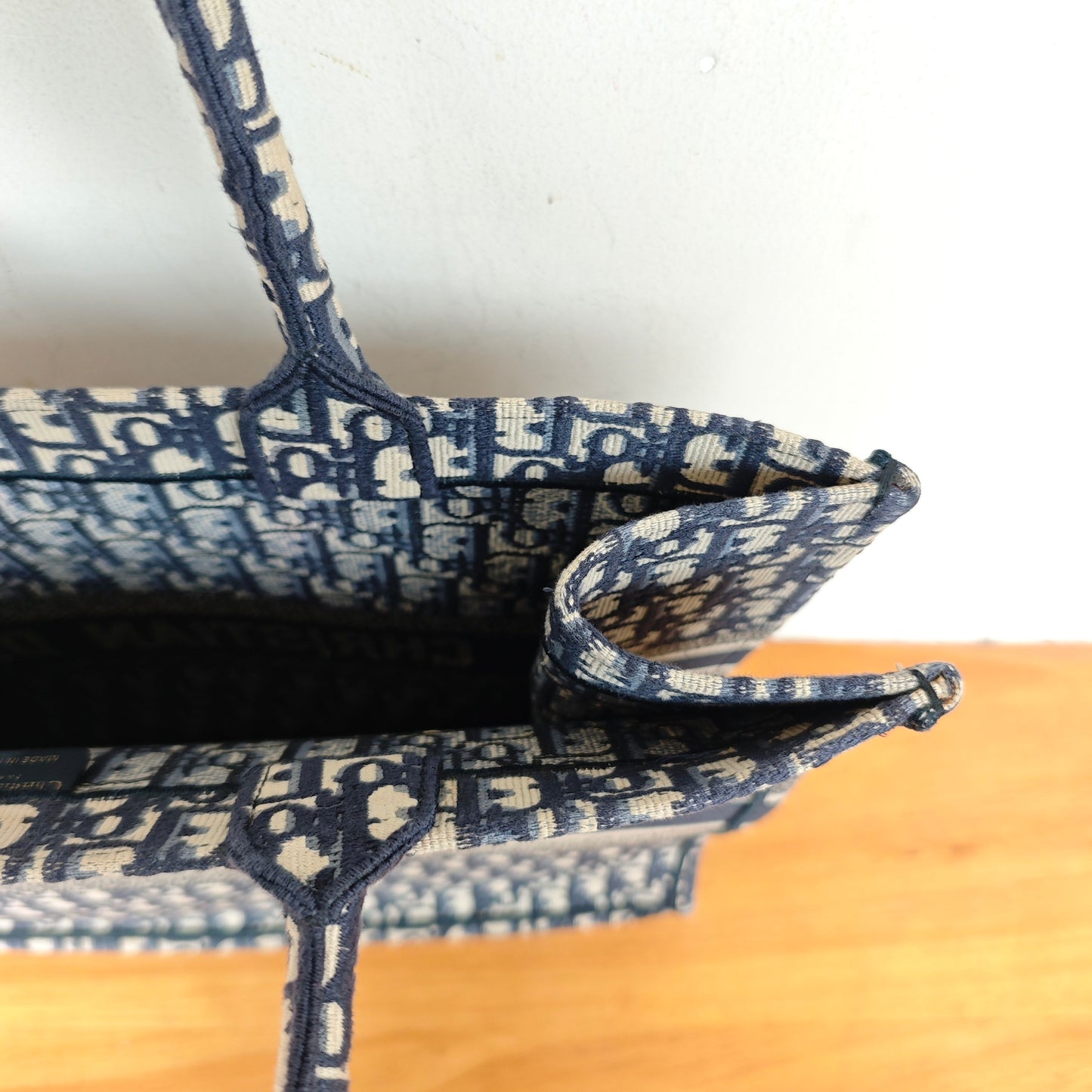 Dior - Oblique Book Tote Bag - Embroidered Canvas - Navy Blue - (Large)