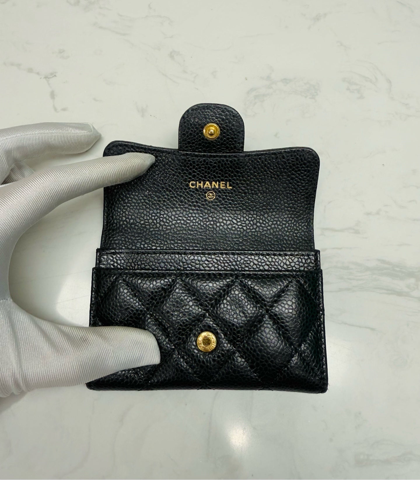 Chanel - Classic Quilted Card Holder - Caviar leather - Black with Gold-Tone Hardware - (mini)