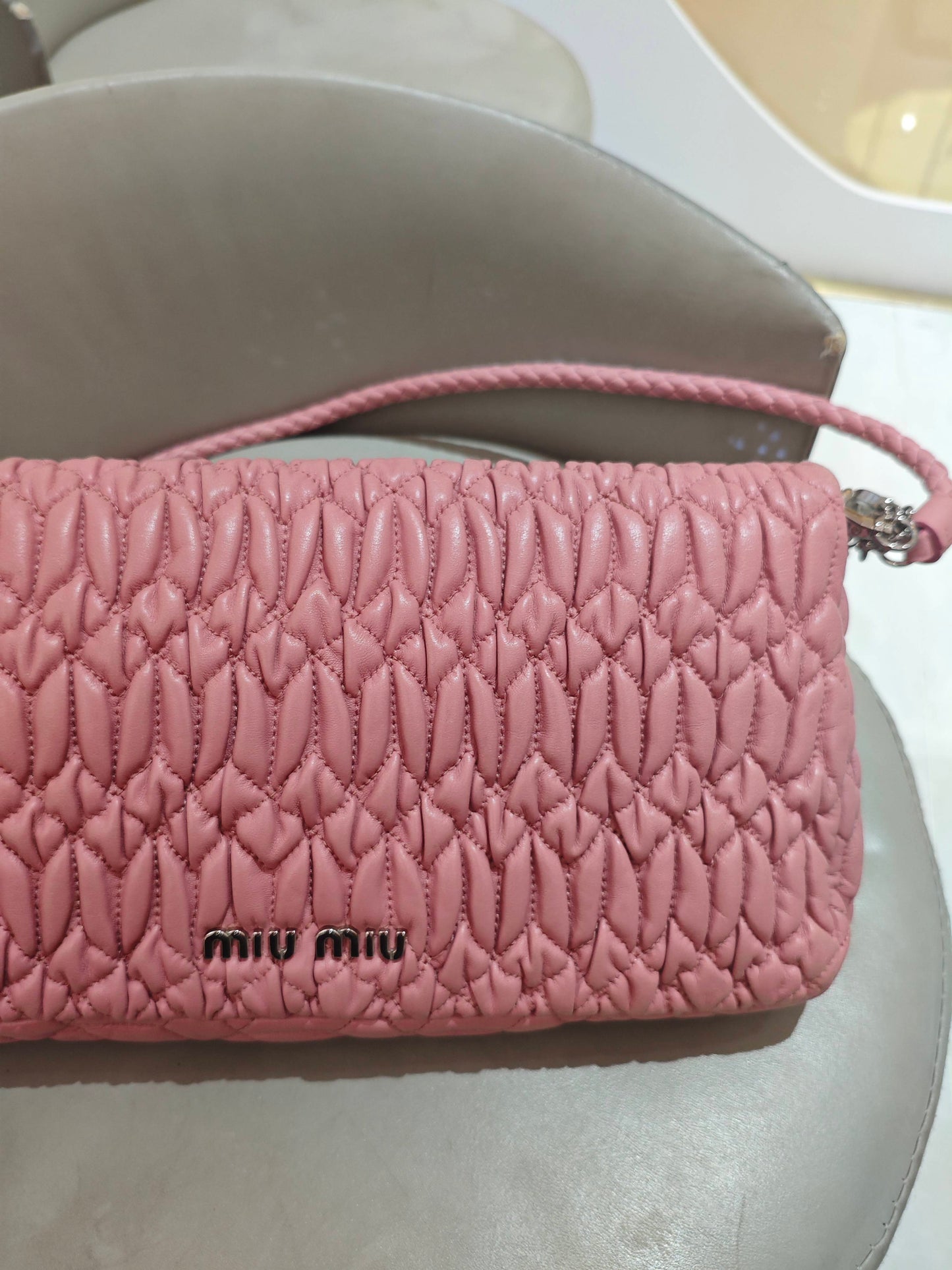 Miu Miu - Matelasse Jewel Chain Shoulder Bag - Leather - Pink - (Large)