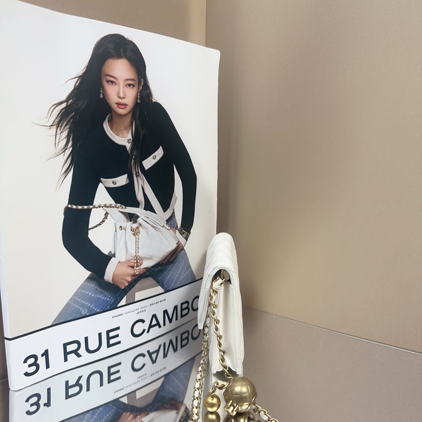 Chanel - Mini Flap Bag with Gold Ball Charm - Lambskin leather - White - (mini)