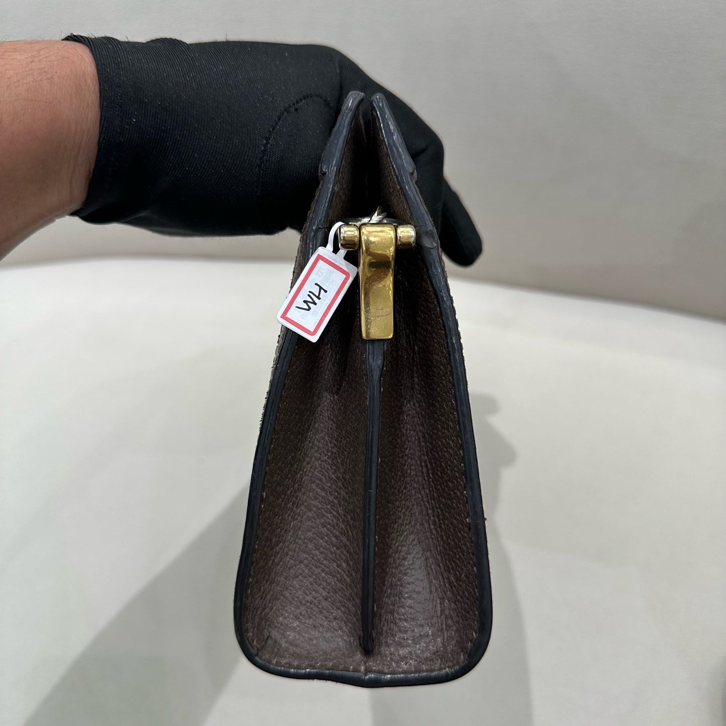 Gucci - Ophidia GG Supreme Pouch with Chain - GG Supreme canvas with leather trim - Beige/Ebony with Brown Leather and Gold-Tone Hardware - (small)