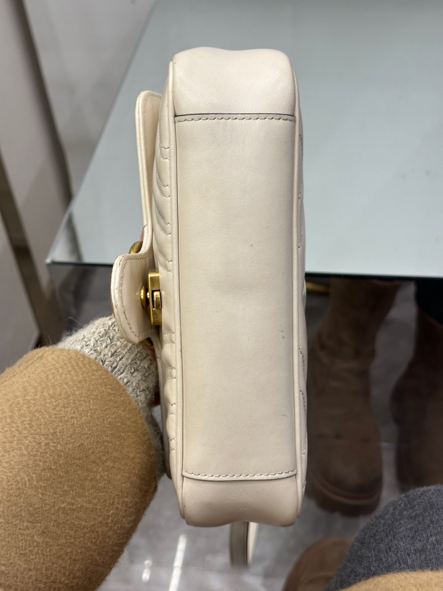 Gucci - GG Marmont Mini Flap Bag - Leather - White - (mini)