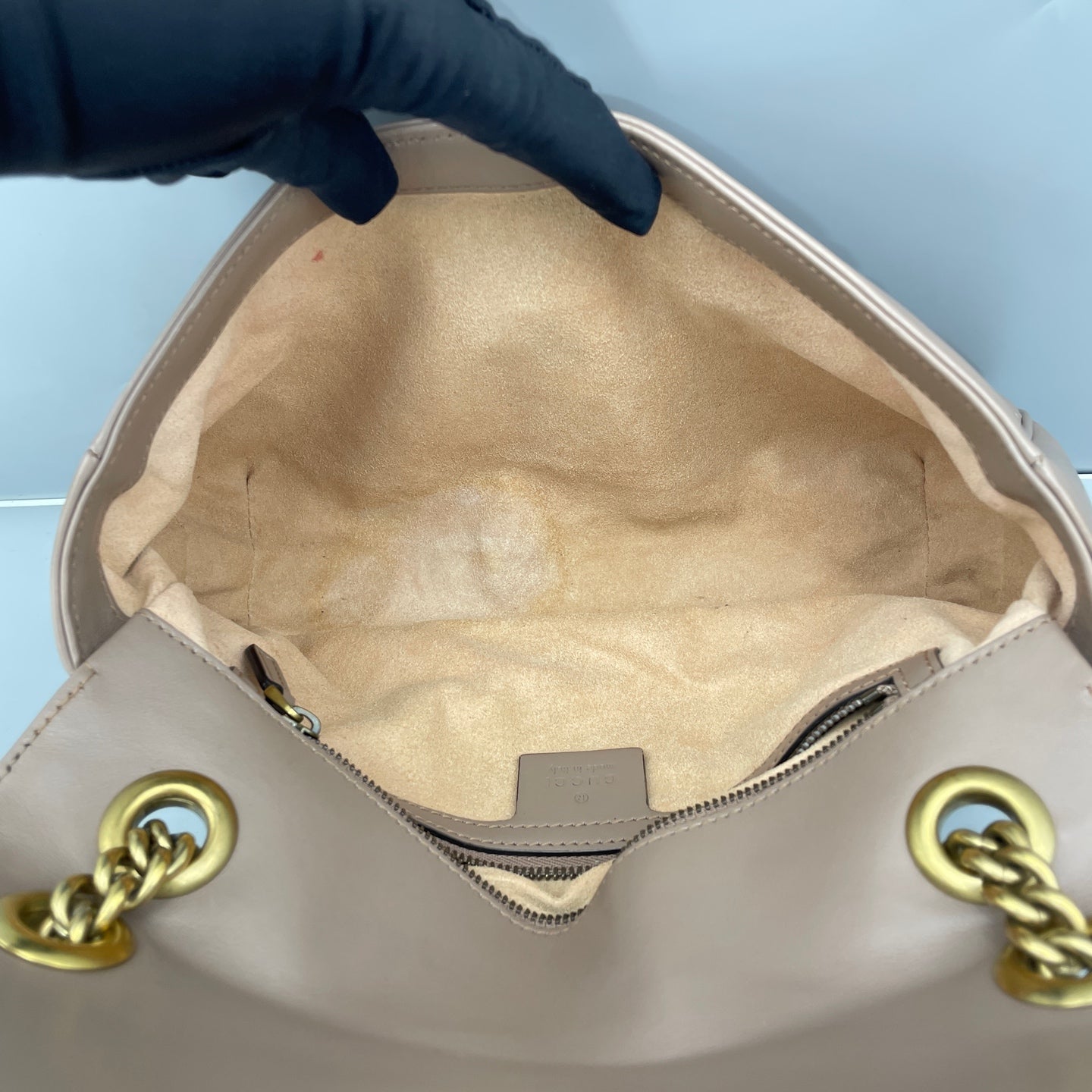 Gucci - GG Marmont Small Shoulder Bag - Leather - Beige - (small)