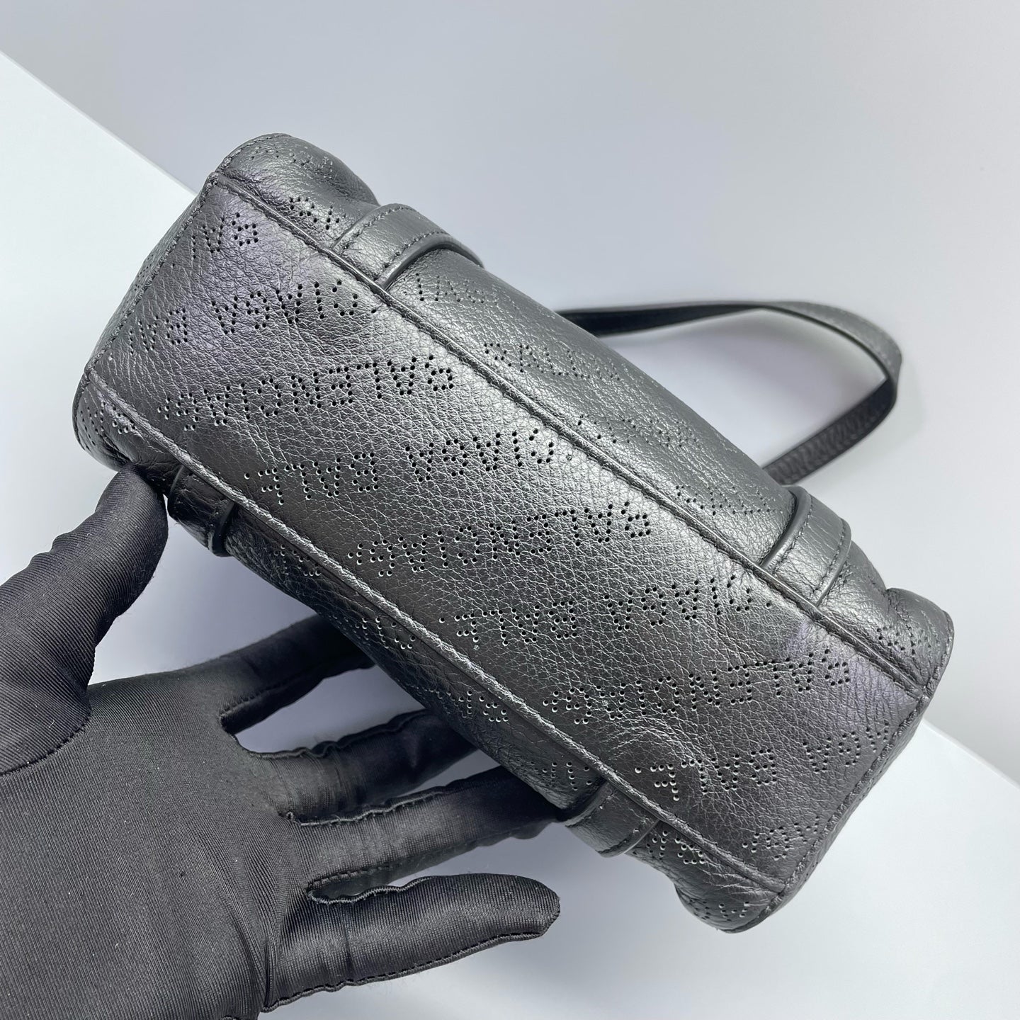 Balenciaga - Perforated Letter Tote Bag - Grained leather - Black - (Small)