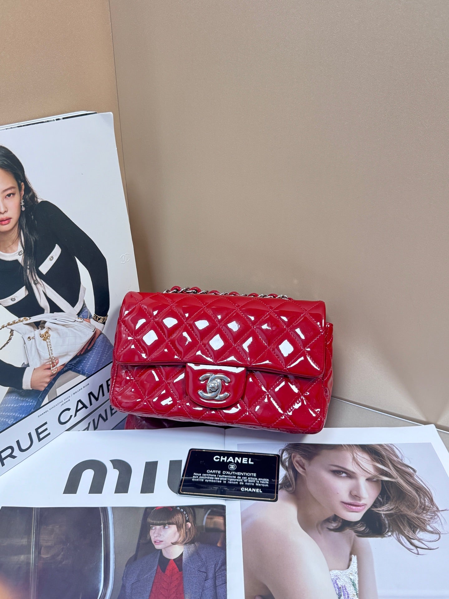 Chanel - Classic Flap Mini (Rectangular) - Patent leather - Red - (mini)