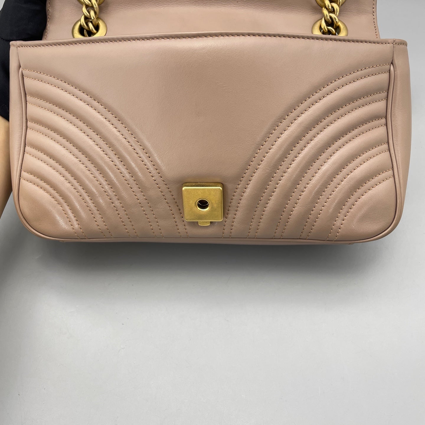 Gucci - GG Marmont Small Shoulder Bag - Leather - Beige - (small)