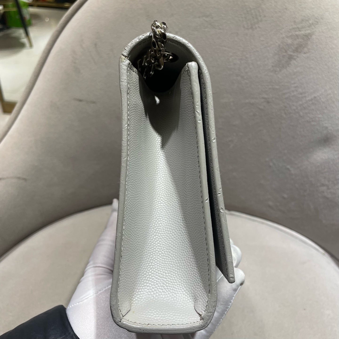 Saint Laurent - Kate - Grained calfskin leather - Grey - (small)