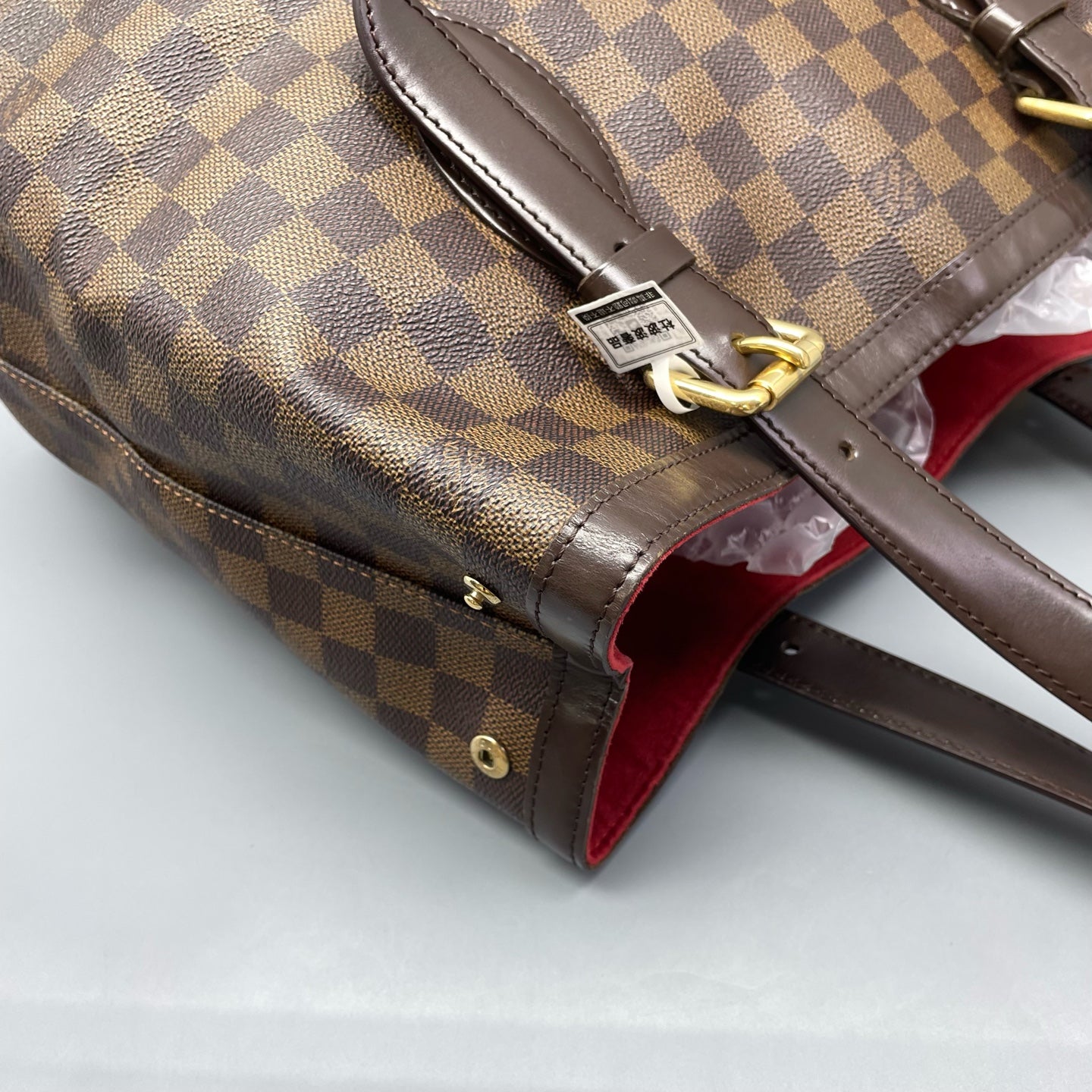 Louis Vuitton - Hampstead MM - Damier Ebene coated canvas with brown leather trim - Brown - (Large)
