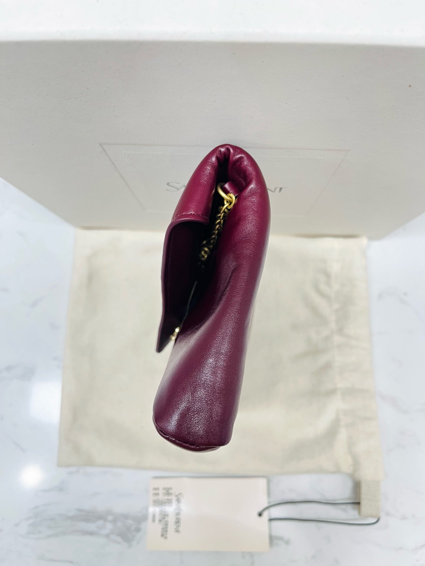 Saint Laurent - Envelope Chain Wallet - Leather - Burgundy - (mini)