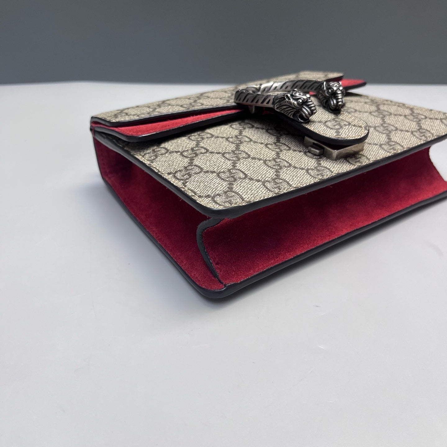 Gucci - Dionysus Mini Chain Bag - GG Supreme canvas with Suede - Beige with Red accents - (mini)