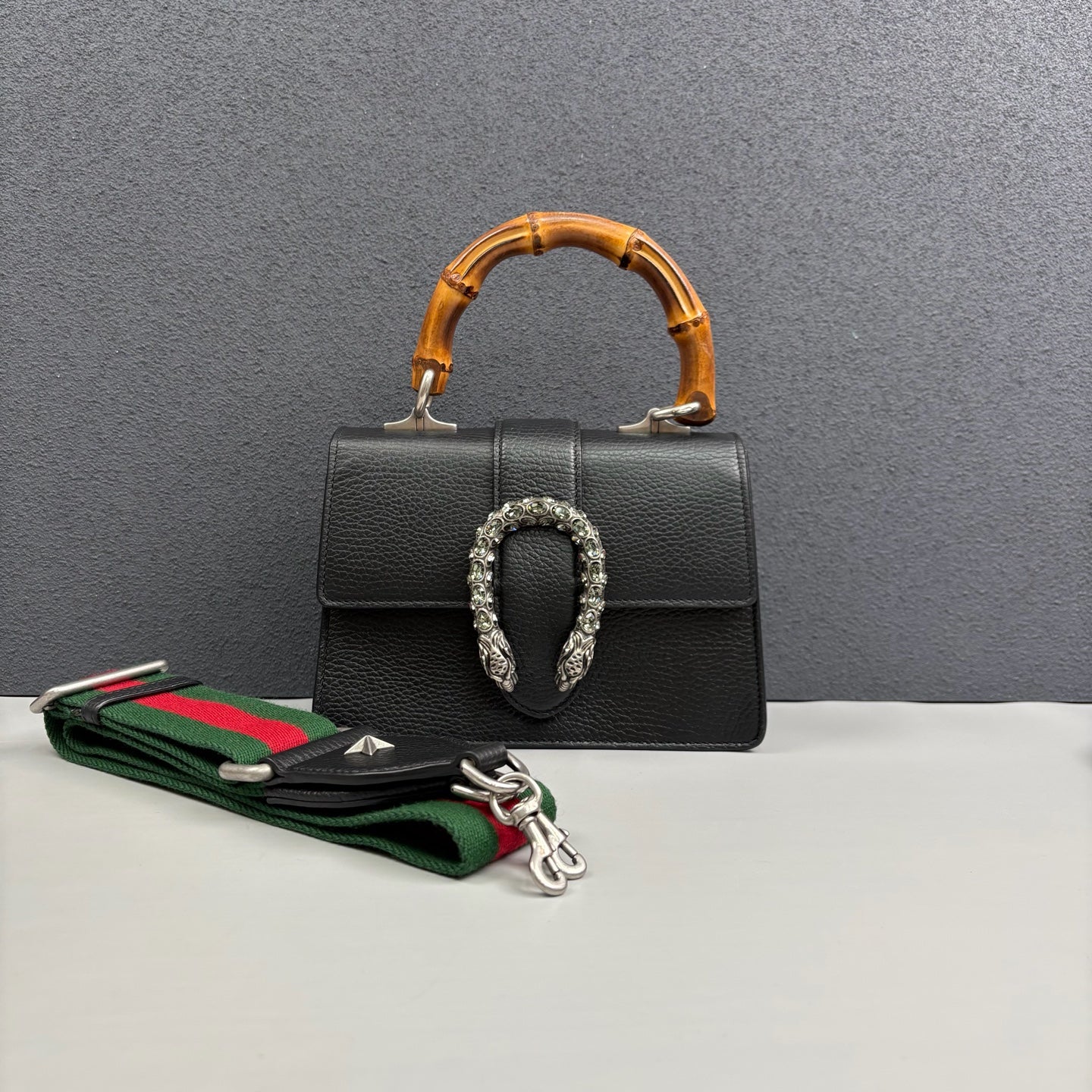 Gucci - Dionysus Bamboo Top Handle Bag - Leather - Black - (Mini)