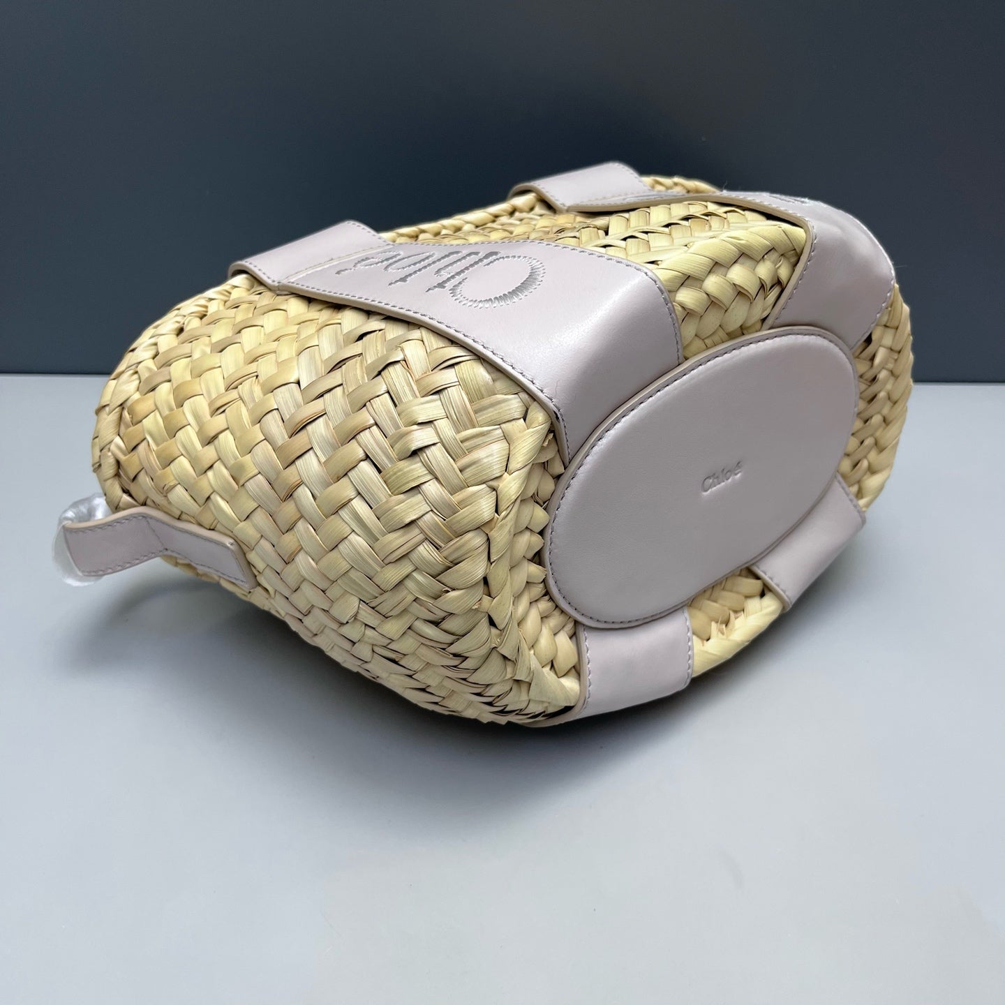 Chloe - Sense Basket Bag - Wicker and Leather - Beige with Light Purple Accents - (mini)