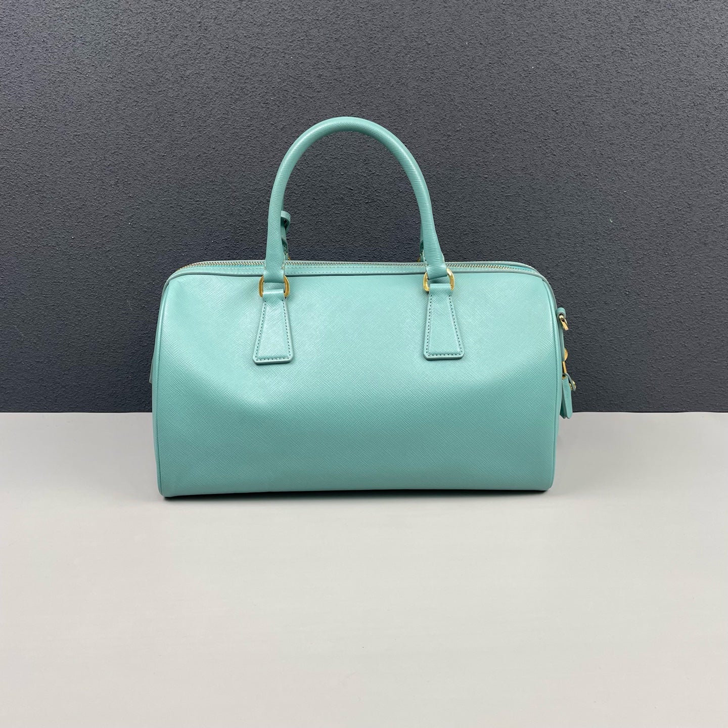 Prada - Saffiano Lux Boston Bag - Saffiano leather - Aqua Blue - (medium)