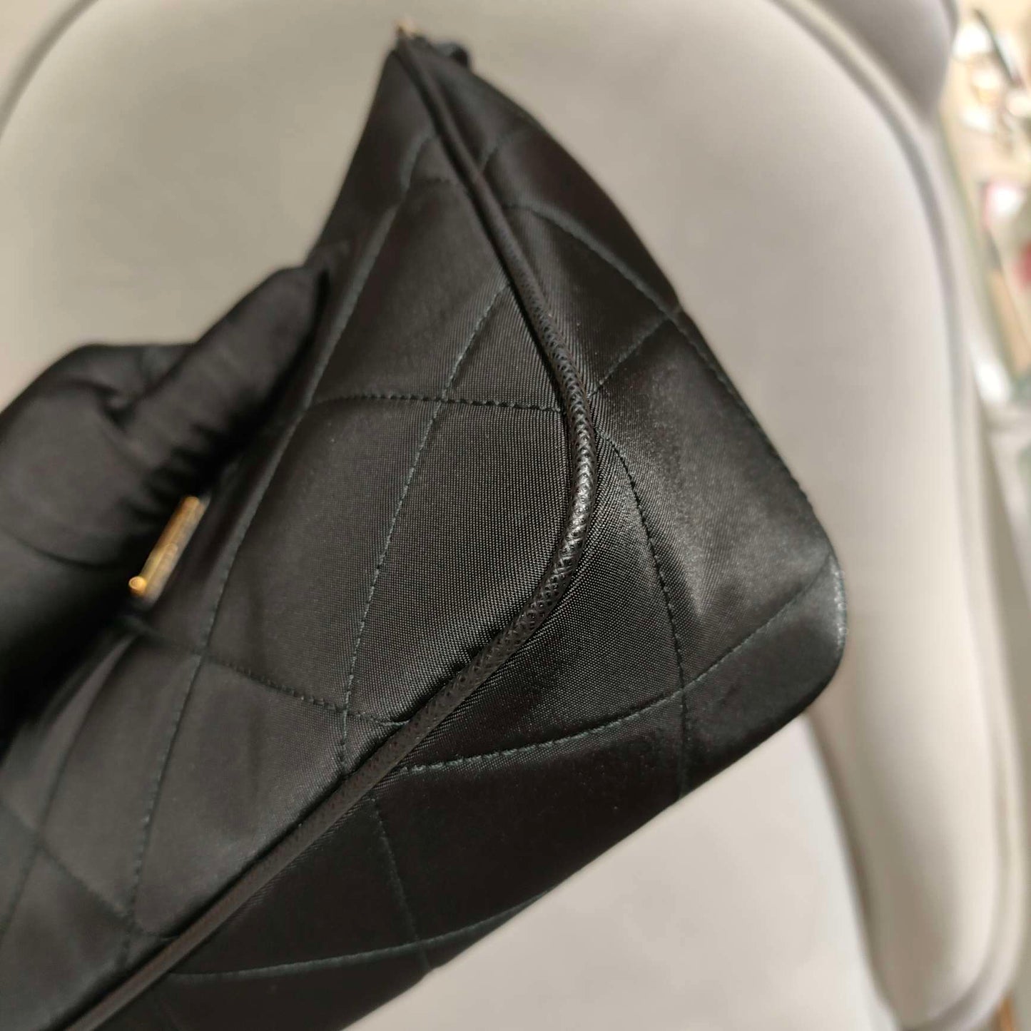 Prada - Re-Edition 1995 Chain Quilted Nylon Handbag - Nylon with Saffiano leather trim - Black with Gold-Tone Hardware - (Small)