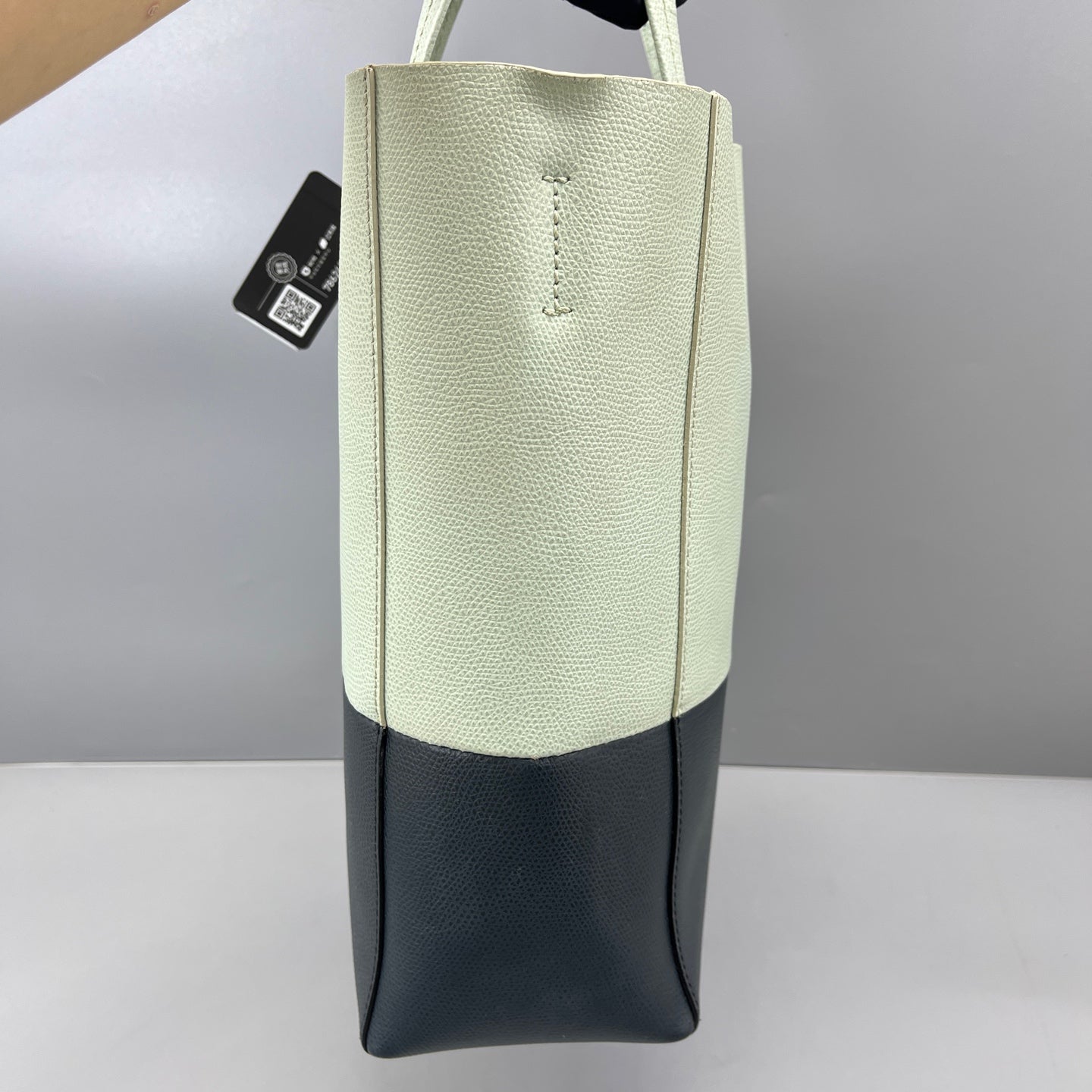 Celine - Bicolor Vertical Cabas Tote - Grained leather - Bicolor (Mint Green and Dark Grey) - (medium)