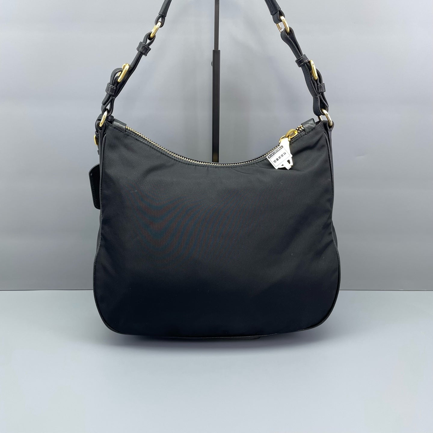 Prada - Hobo Shoulder Bag - Nylon with Saffiano Leather trim - Black - (Medium)