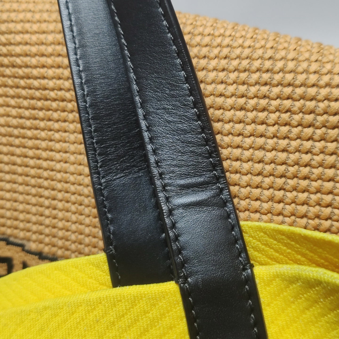 Burberry - Woven Logo and Check Tote Bag - Woven textile and leather - Mustard Yellow, Black, Yellow, Red, and White - (Large)