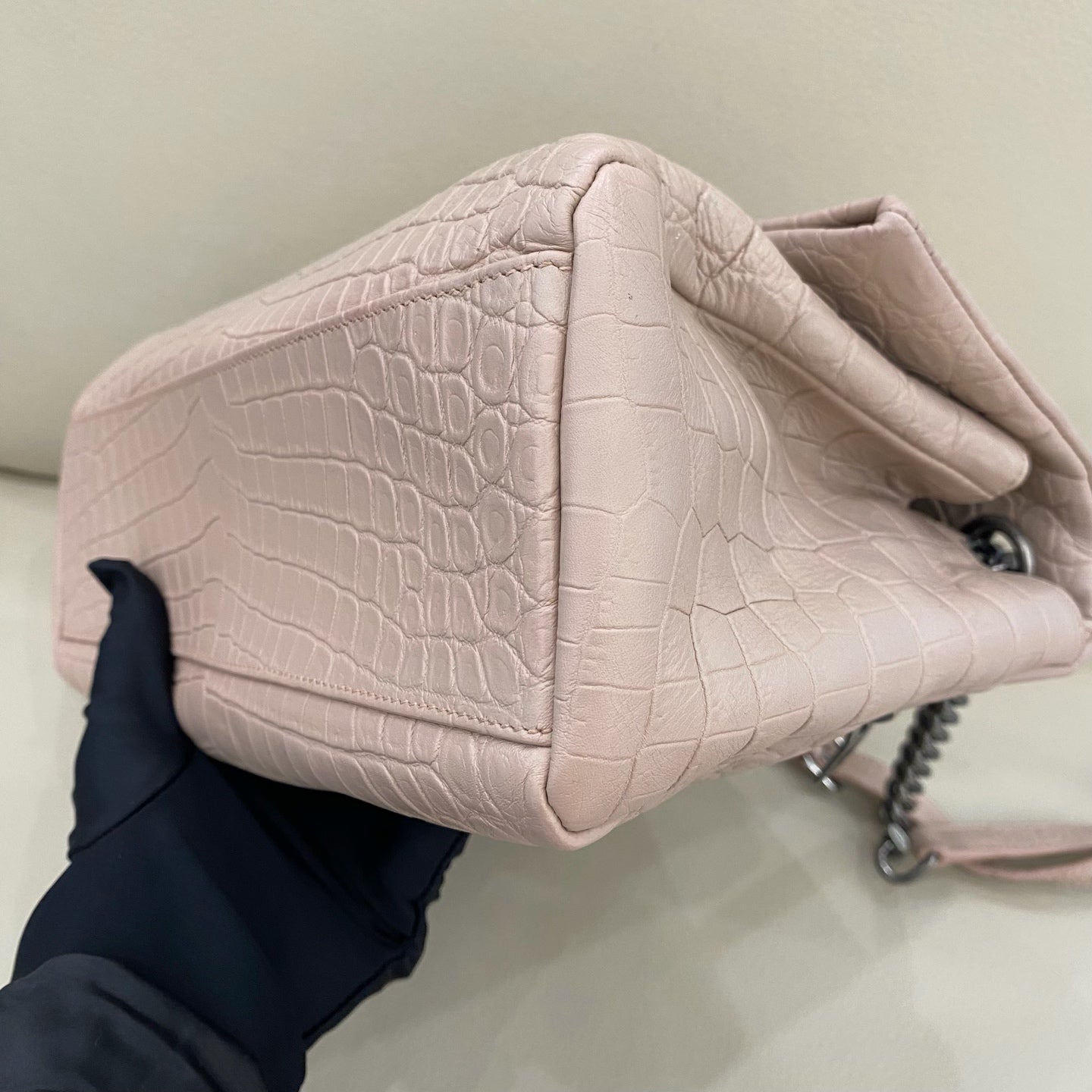 Saint Laurent - Hollywood Series Flap Bag - Crocodile embossed leather - Pink - (Medium)