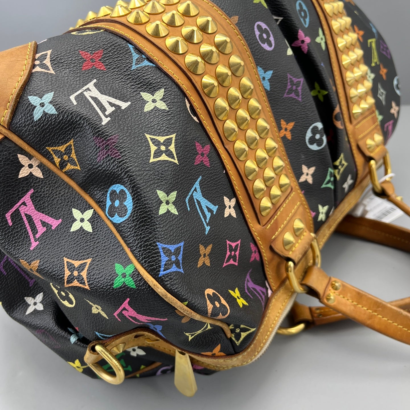 Louis Vuitton - Speedy Multicolour Rivets 40 - Monogram Multicolour canvas with Vachetta leather trim - Black Multicolour with natural tan Vachetta - (large)