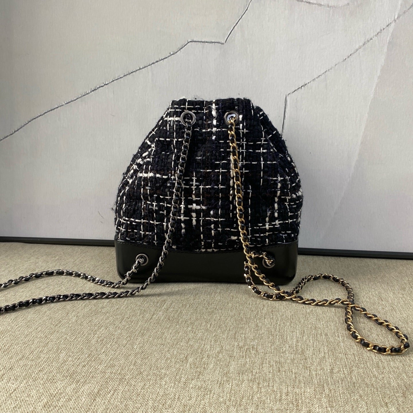 Chanel - Gabrielle Backpack Small - Tweed and Leather - Black, White - (Small)