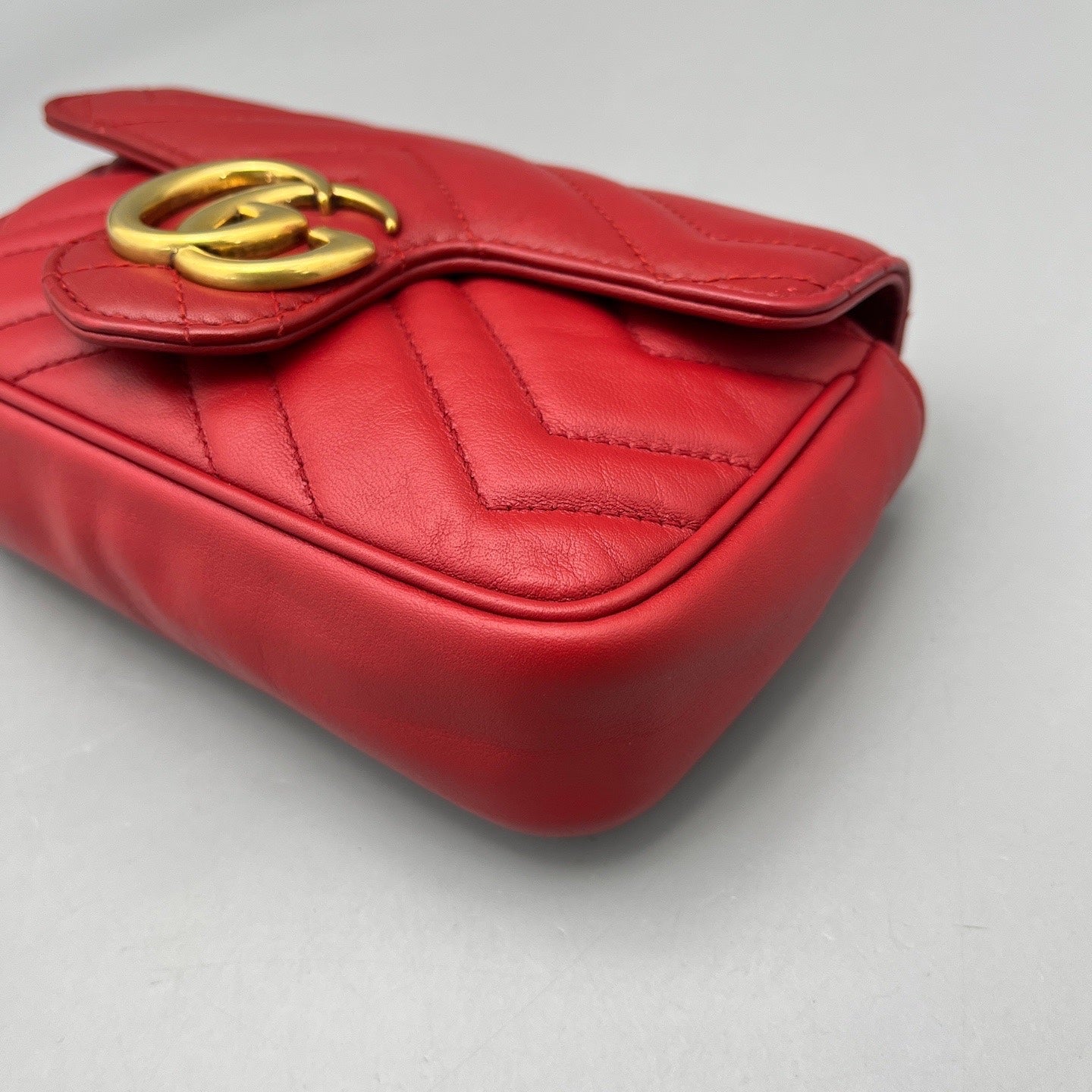 Gucci - Marmont Super Mini Bag - Leather - Red - (mini)