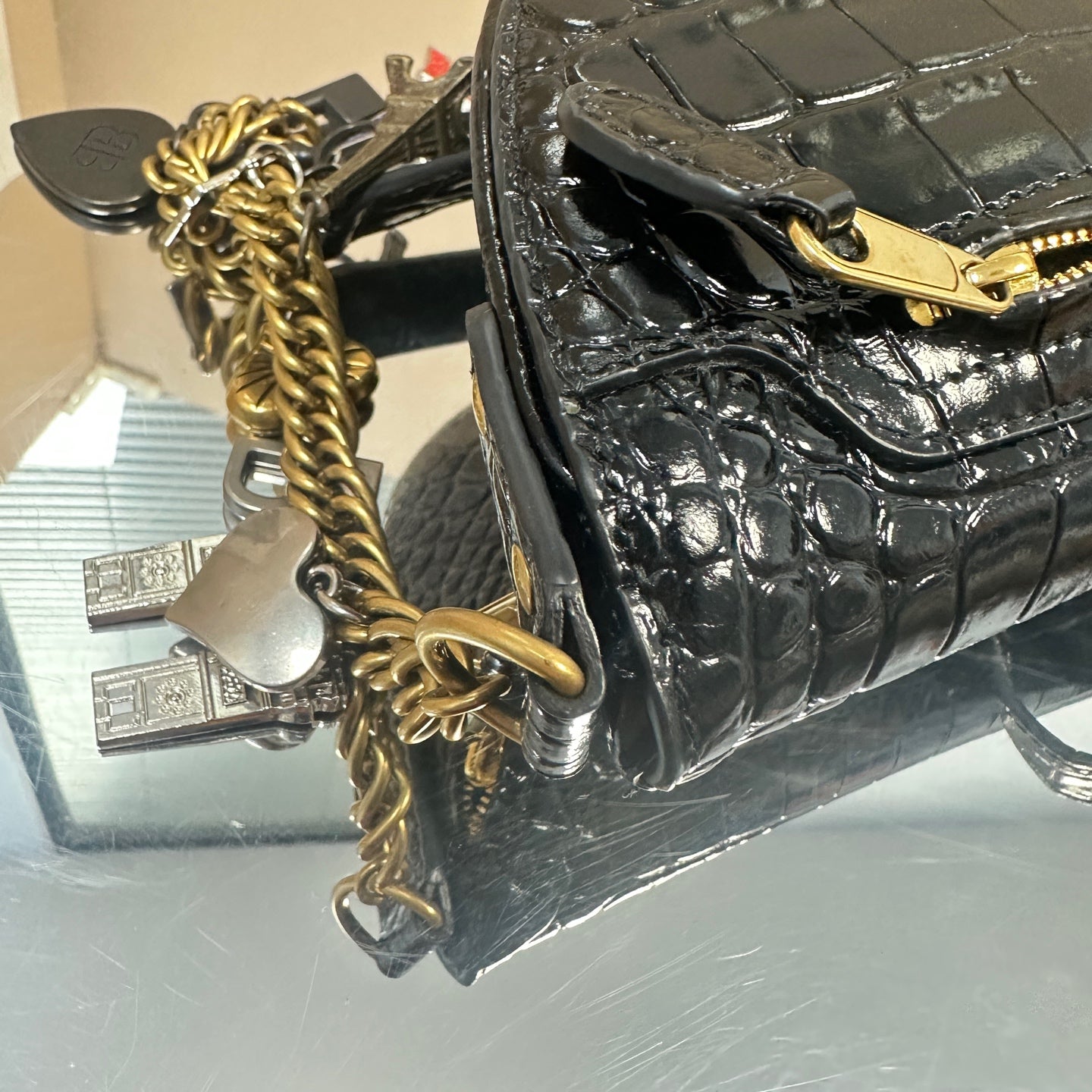 Balenciaga - Croc-Embossed Belt Bag - Crocodile-embossed leather - Black - (mini)