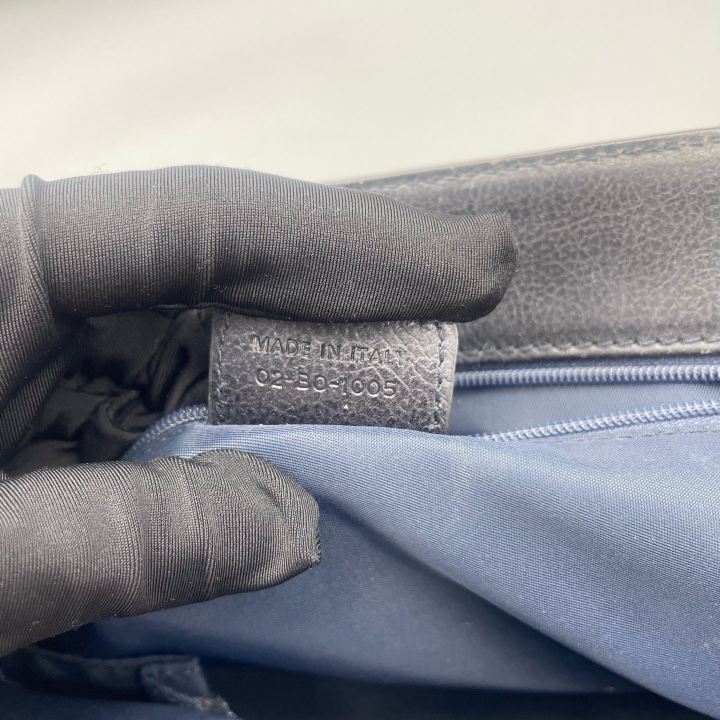 Dior - Vintage D-Ring Tote Bag - Denim and Leather - Washed Blue-Grey Denim with Black Leather and Orange Accents - (medium)