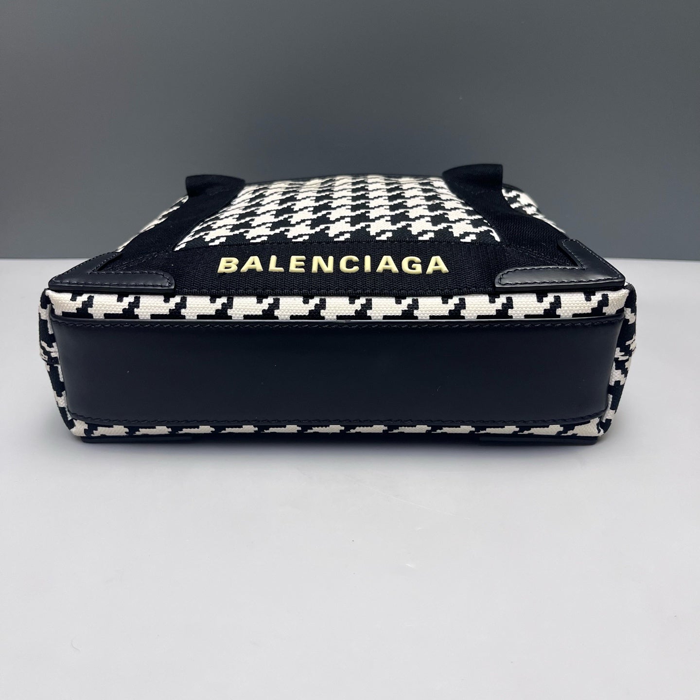 Balenciaga - Houndstooth Canvas Tote Crossbody Bag - Canvas and Leather - Black - (medium)