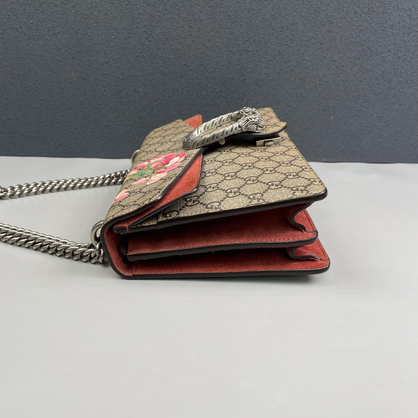 Gucci - Dionysus Shoulder Bag - GG Supreme canvas with suede trim - Beige, Multicolour (floral print), with Reddish-Brown interior - (Small)