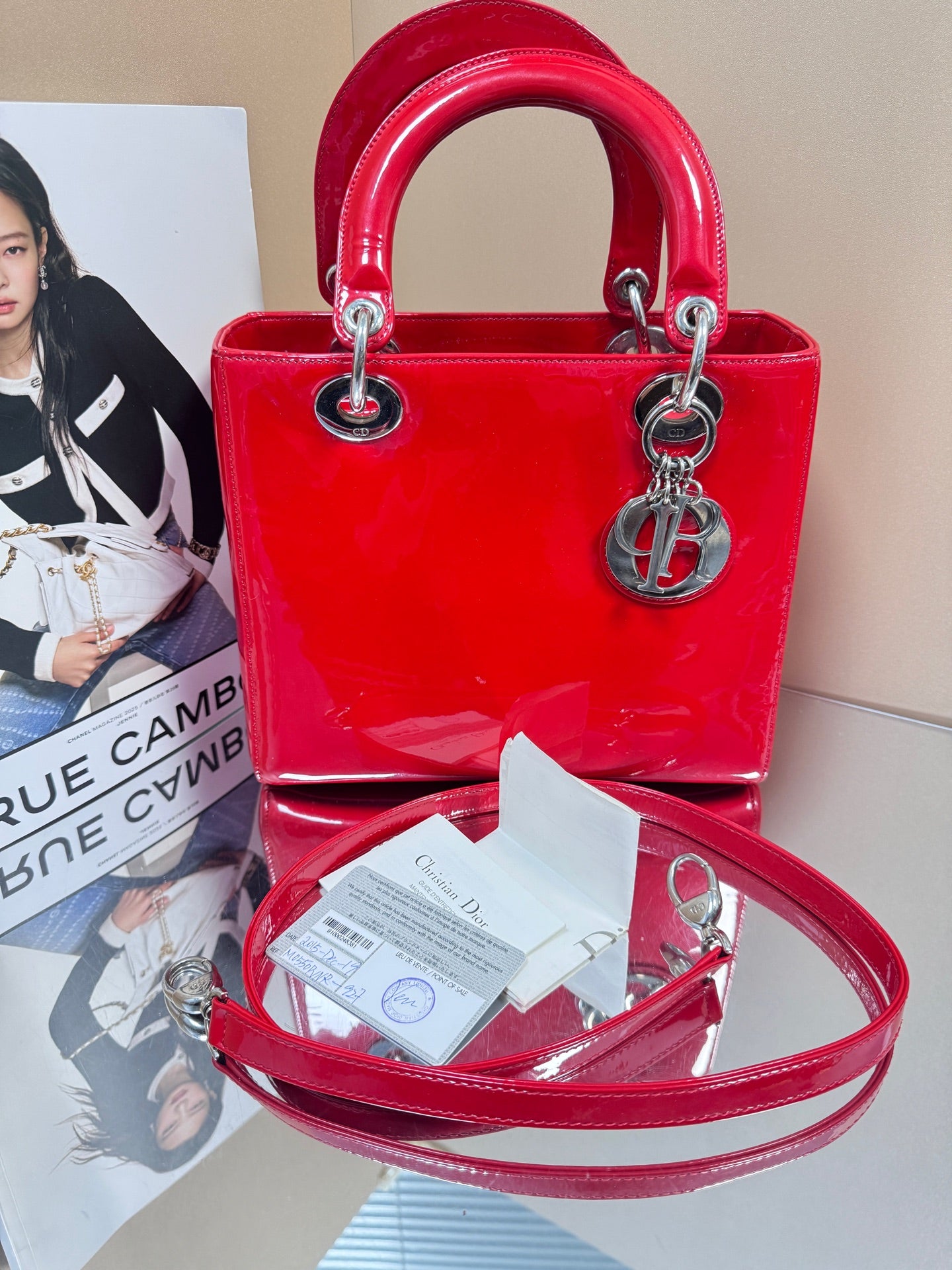 Dior - Lady Dior - Patent leather - Red - (Medium)