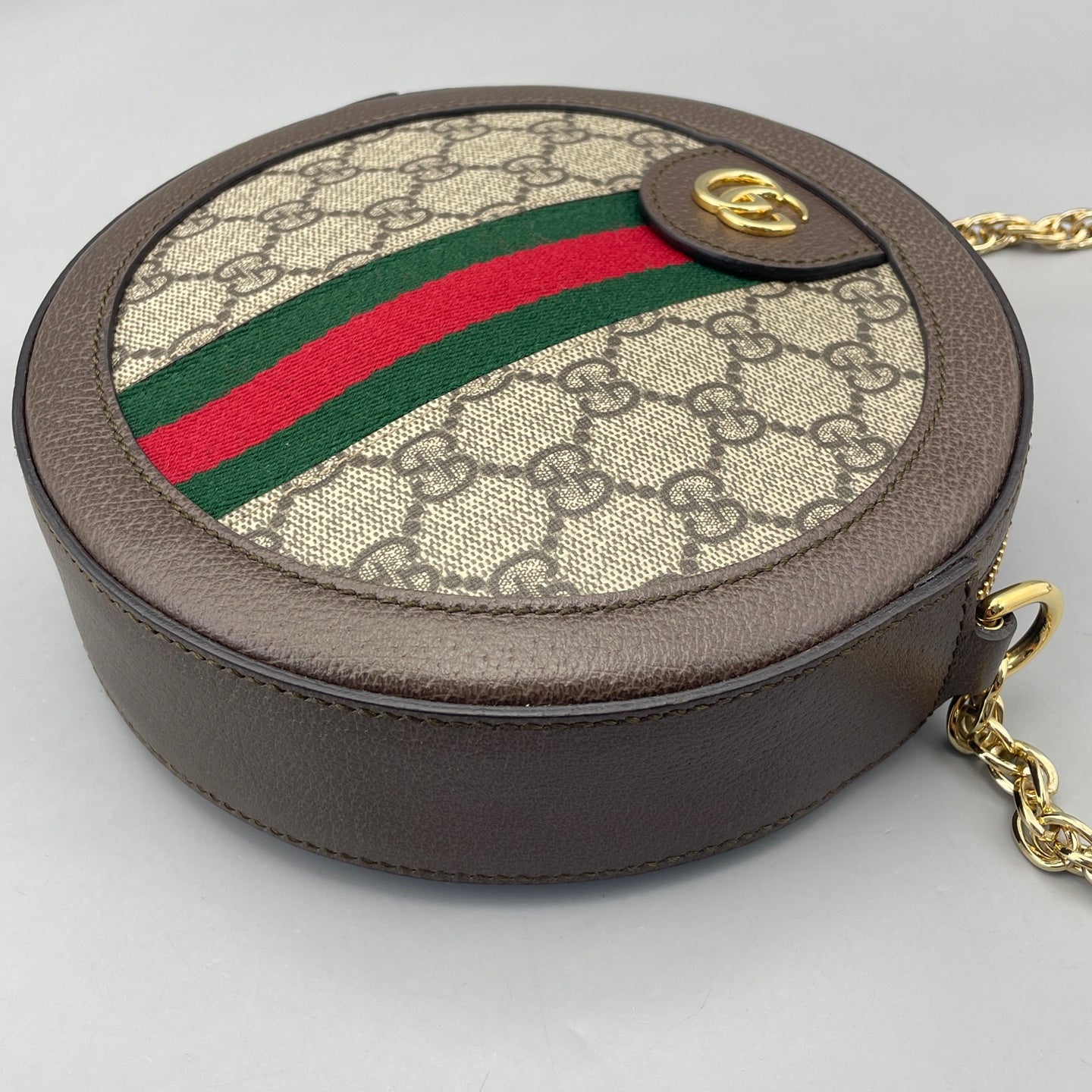 Gucci - Ophidia Round Mini Bag - GG Supreme canvas with leather trim - Ebony Brown - (mini)