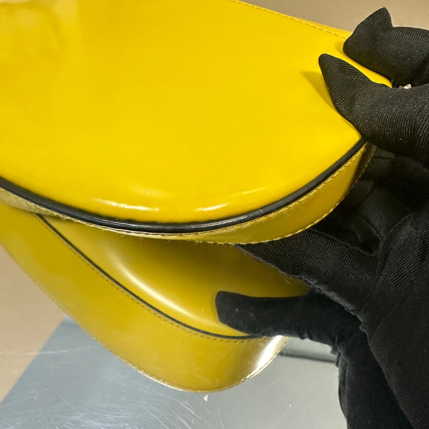 Prada - Cleo Flap Small Shoulder Bag - Box leather - Yellow - (small)