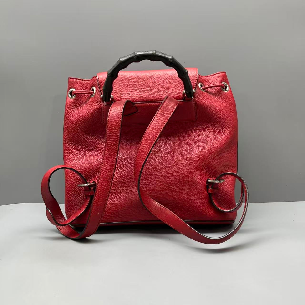 Gucci - Bamboo Backpack - Pebbled leather - Red - (medium)