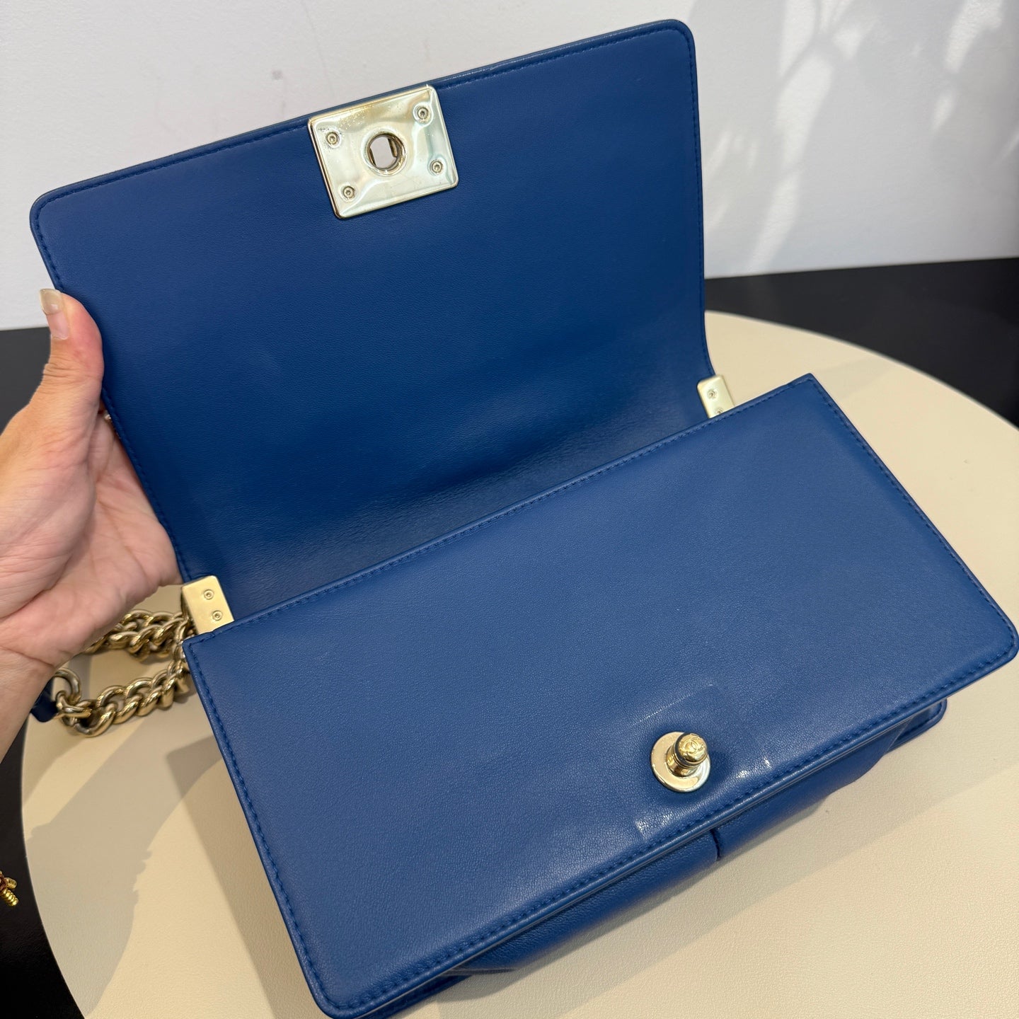 Chanel - Le Boy - Leather - Blue - (Medium)