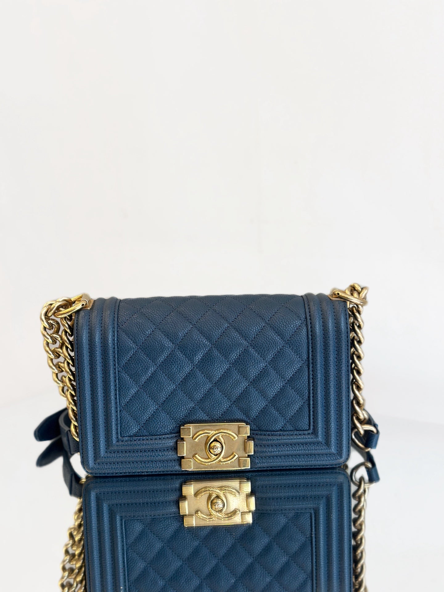 Chanel - Boy Bag Small - Grained calfskin leather - Blue - (Small)