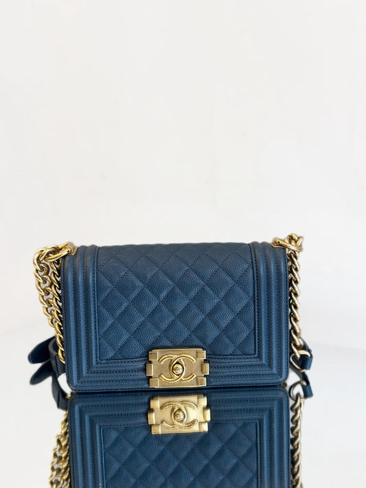 Chanel - Boy Bag Small - Grained calfskin leather - Blue - (Small)