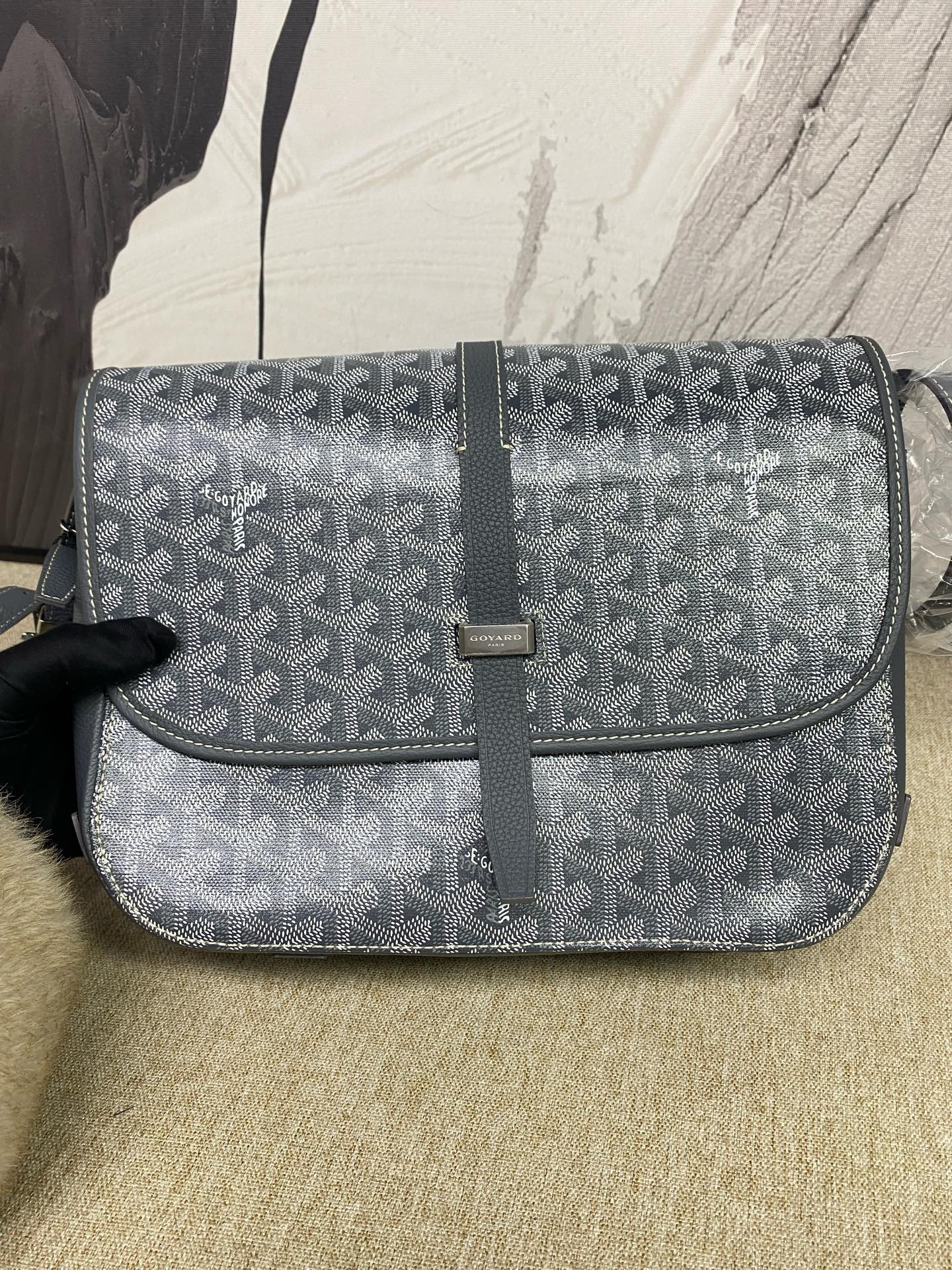Goyard - Messenger Bag - Goyardine coated canvas with grained leather trim - Grey - (medium)