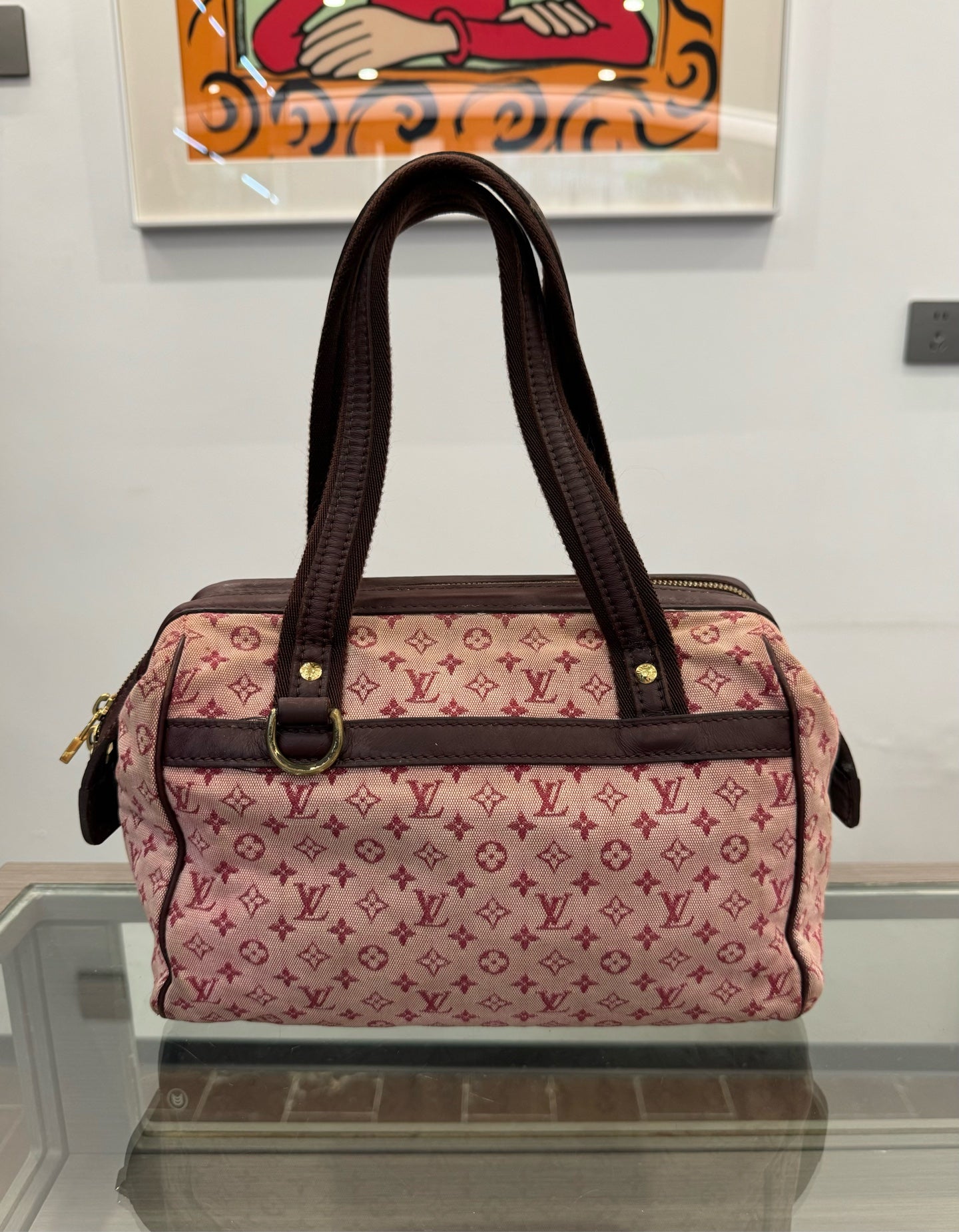 Louis Vuitton - Monogram Mini Lin Speedy Boston Bag - Denim - Jeans with leather trim - Pink - (Small)