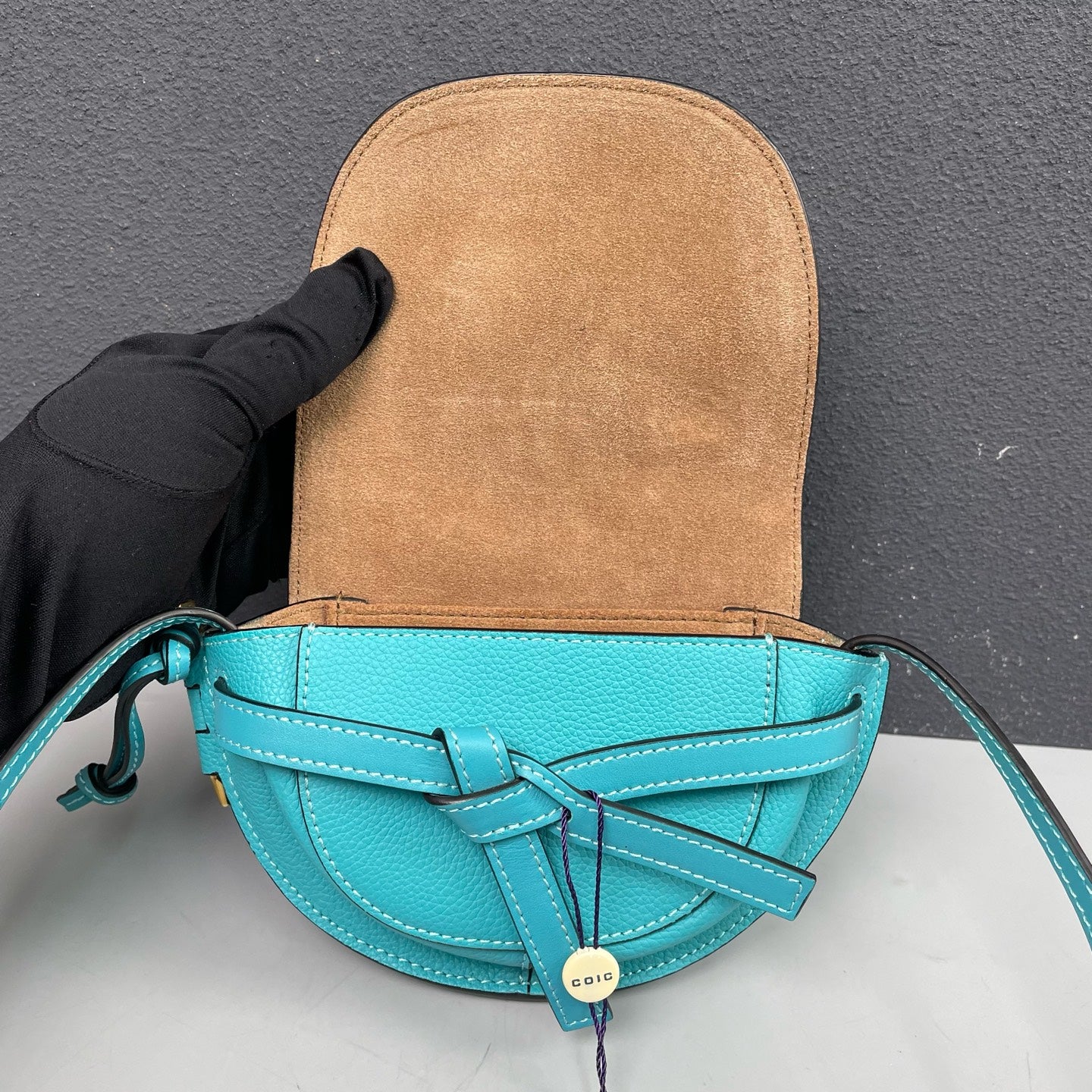 Loewe - Gate Mini Saddle Bag - Grained leather - Lake Blue - (mini)