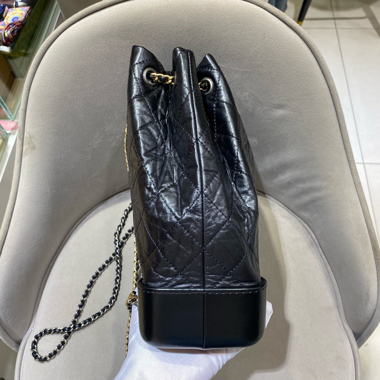 Chanel - Gabrielle Backpack - Aged calfskin leather and smooth calfskin leather - Black - (Medium)