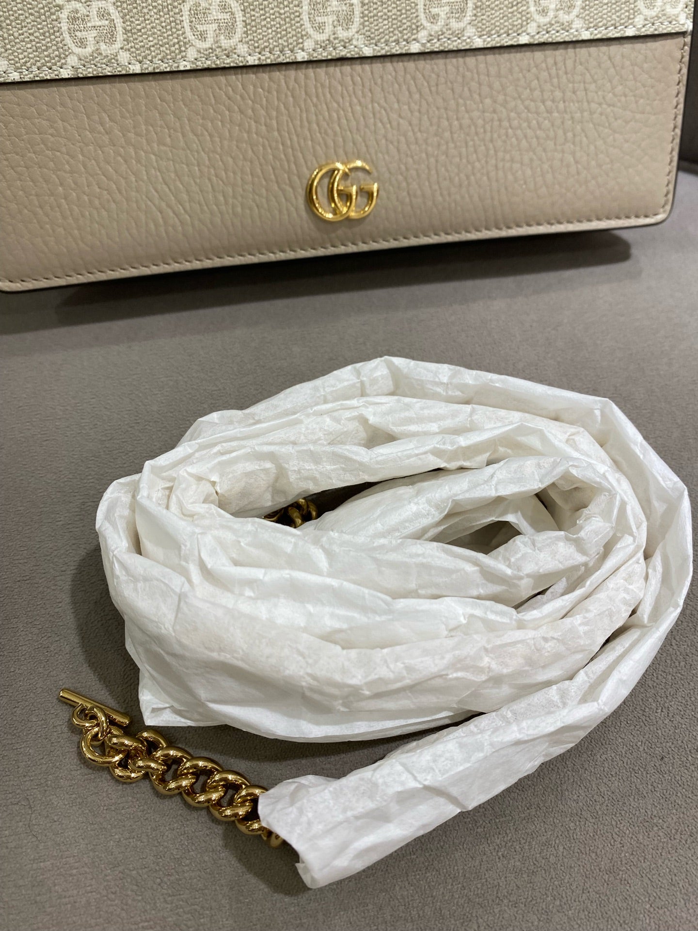 Gucci - GG Canvas and Leather Wallet on Chain - Leather - Beige - (mini)