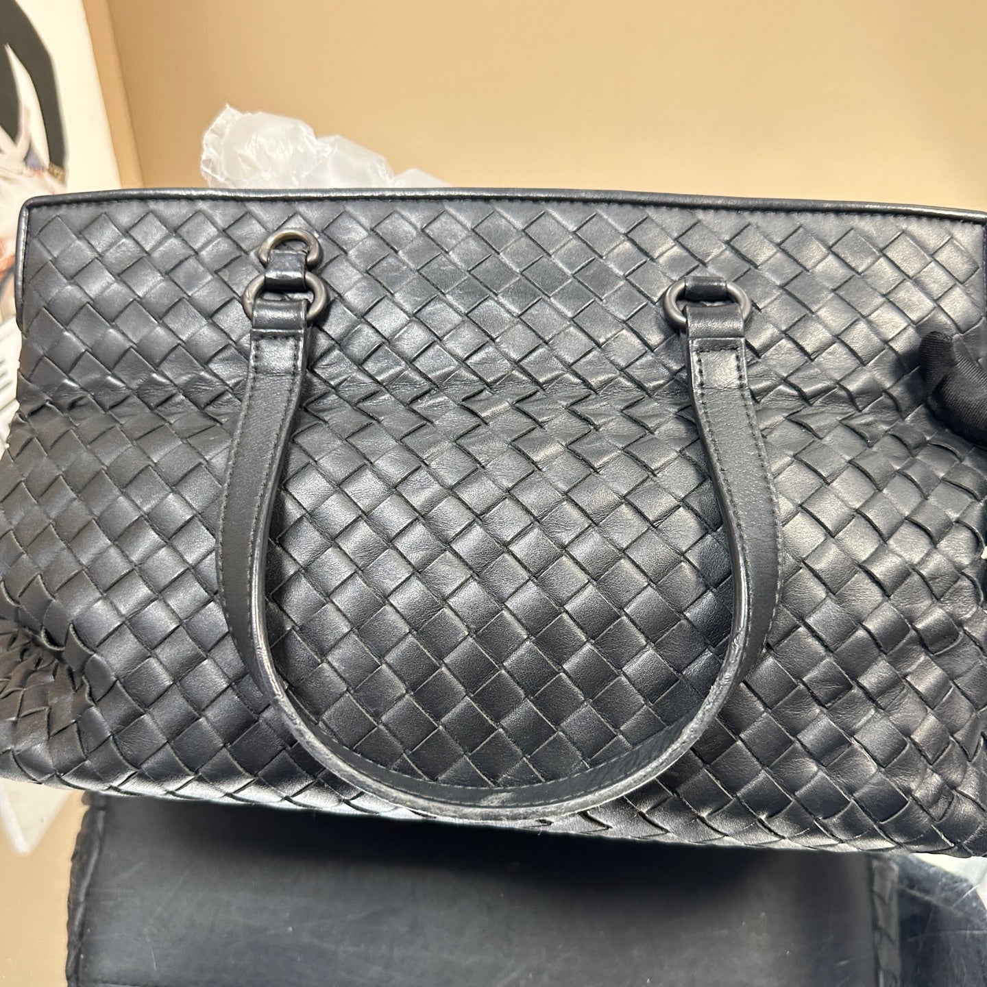 Bottega Veneta - Intrecciato Tote Shoulder Bag - Lambskin leather - Black - (medium)