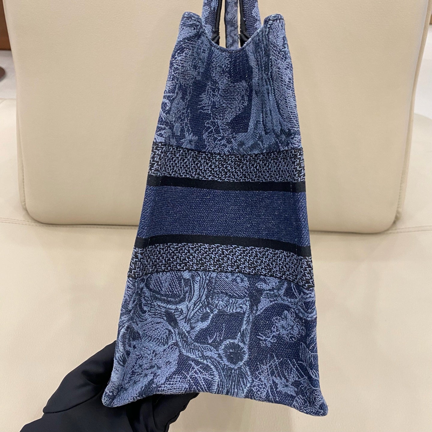 Dior - Book Tote - Embroidered canvas - Navy - (medium)