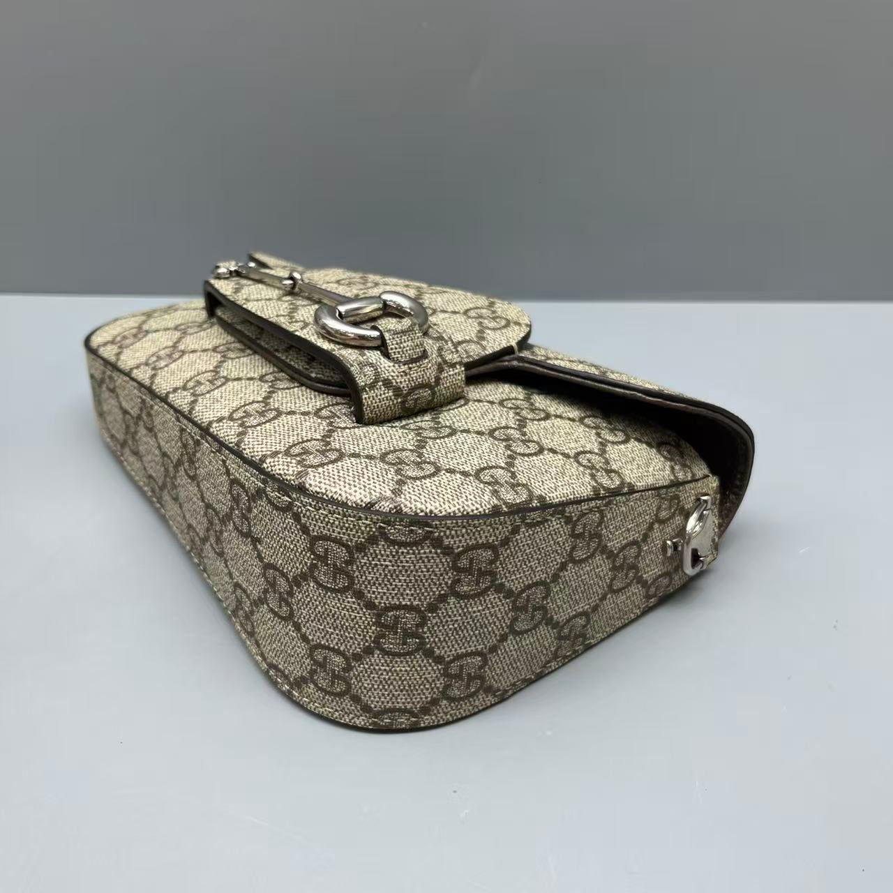 Gucci - Horsebit 1955 Chain Bag - GG Supreme canvas with leather trim - Beige - (mini)