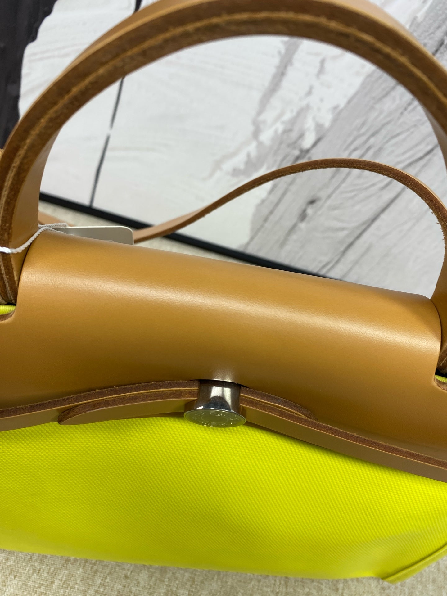 Hermes - Herbag 31 - Canvas and Barenia leather - Yellow with Brown Accents - (Medium)