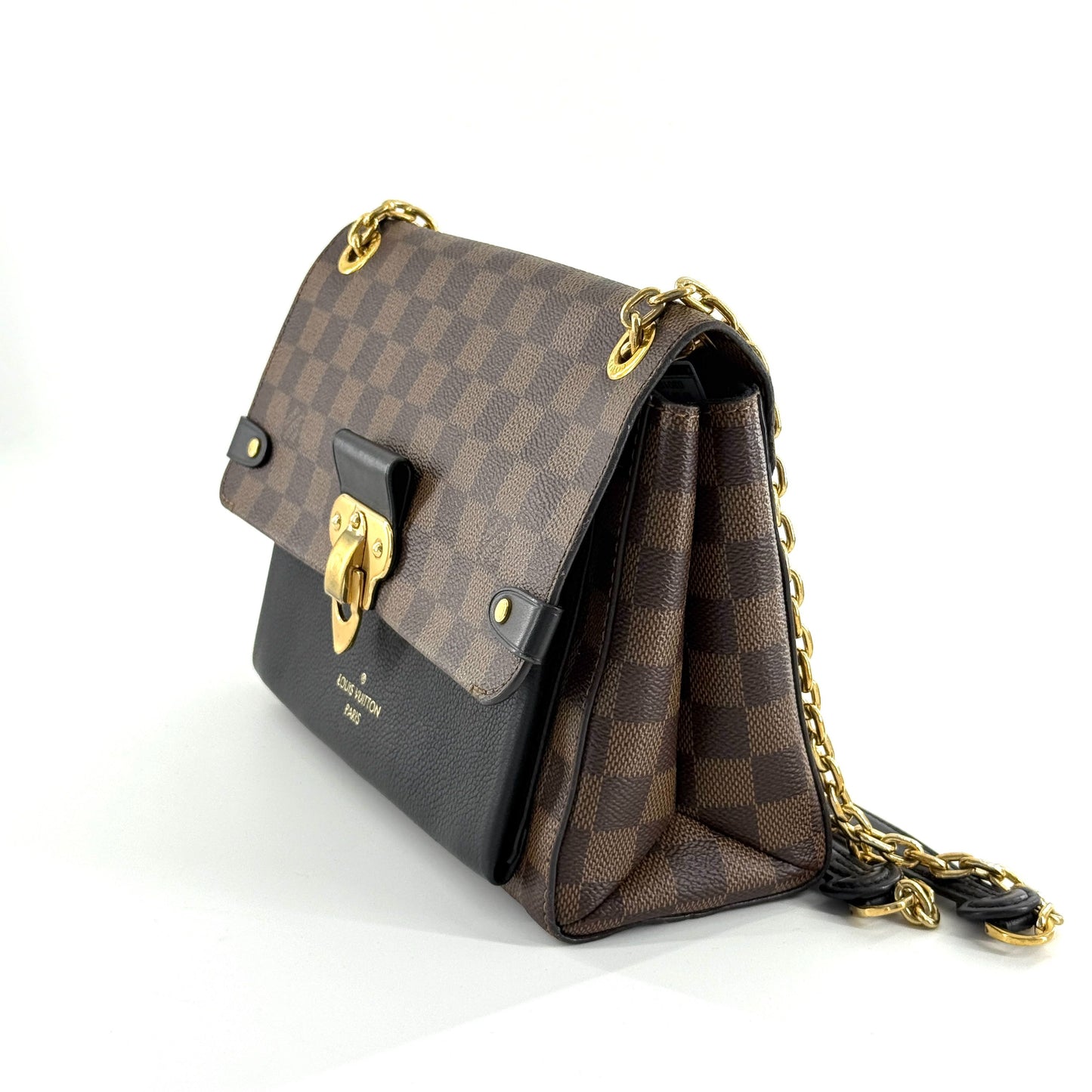 Louis Vuitton - Croisette Chain Bag - Damier Ebene coated canvas and grained leather - Black and Brown with Gold-Tone Hardware - (Small)