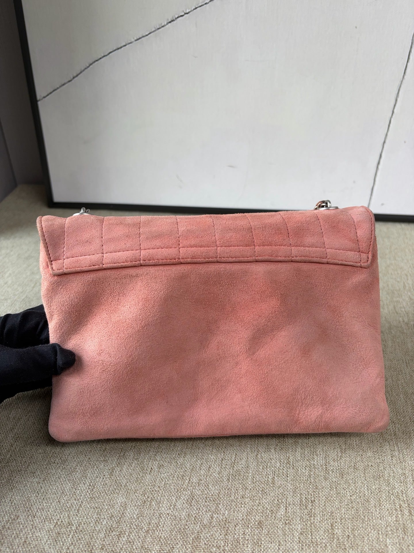 Chanel - Chocolate Bar Flap Bag - Suede - Pink - (Small)