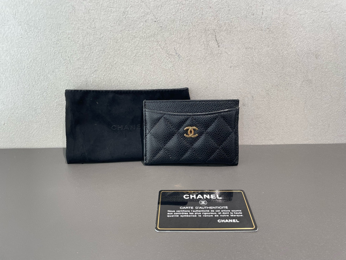 Chanel - CF Card Holder - Grained leather - Black - (mini)