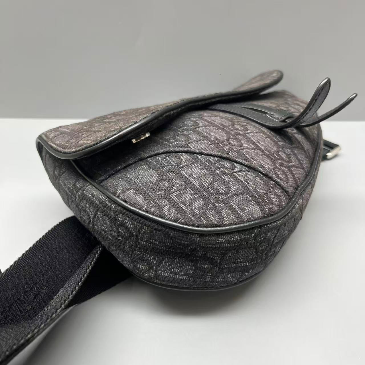 Dior - Saddle Bag - Oblique canvas with leather trim - Grey - (Medium)