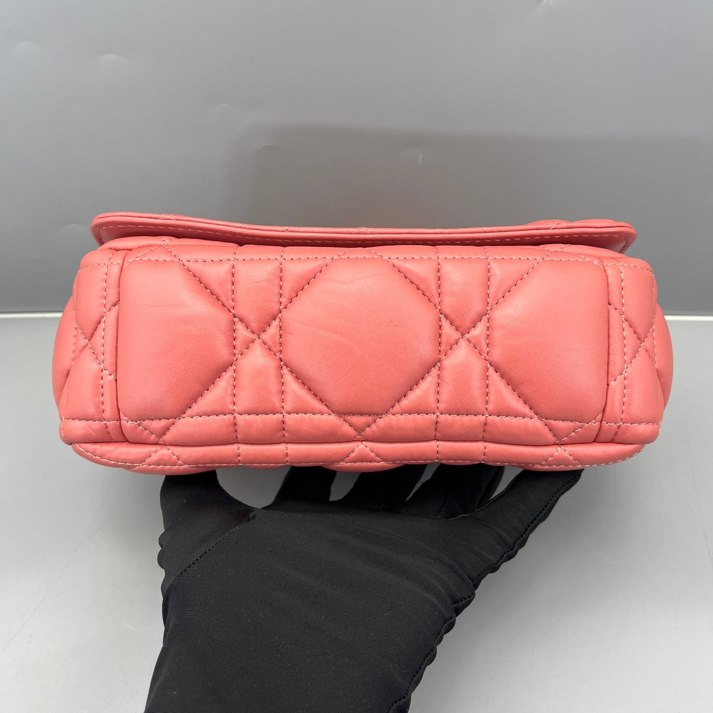 Dior - Caro Puff Chain Bag - Calfskin leather - Coral Pink with Gold-Tone Hardware - (mini)